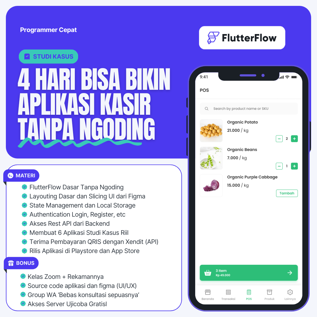 Membuat Aplikasi Android Kasir Offline dengan FlutterFlow (FFSB1)